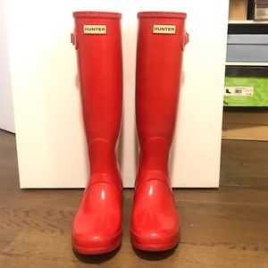 Hunter Tall Rain Boots Red